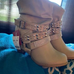 Tan studded boots